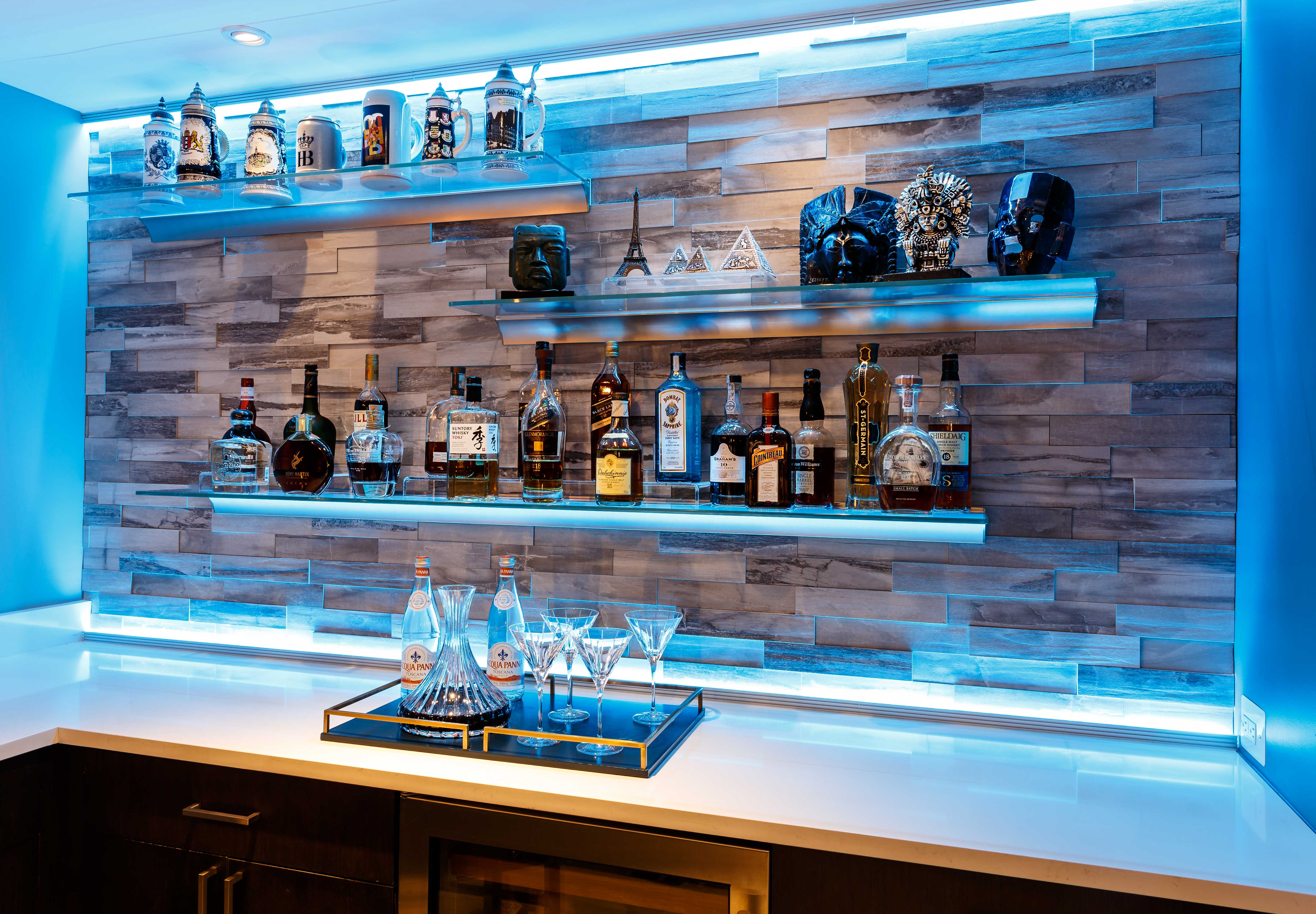Bar stone wall blue