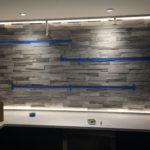 Stone wall bar floating shelves